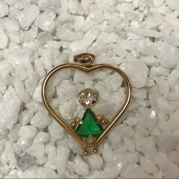14K Yellow Gold Girl Birthstone Heart pendant - Picture 2 of 2